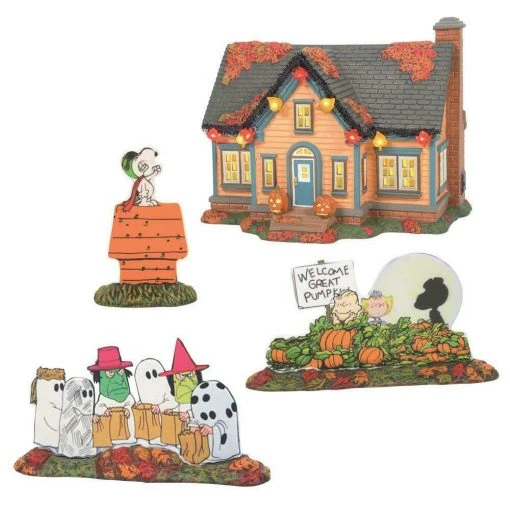 Department 56 Halloween Snow Village Trick Or Treat Lane Peanuts